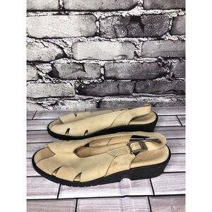 ZANTE Beige Tan Nubuck Leather Casual Wedge Strap Sandals Women Sz 39EU/8.5M US